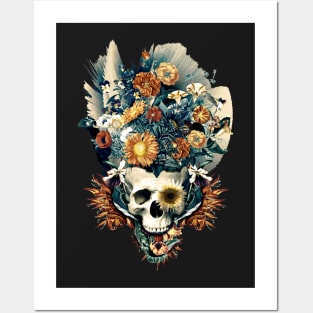 Skull and Flowers Posters and Art